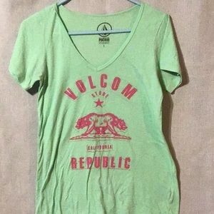 Volcom for PacSun oversized t-shirt mint green with hot pink California emblem